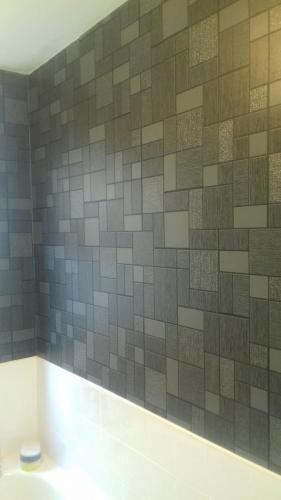 Bathroom wallpaper install